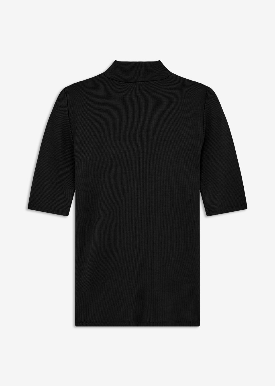 Short-sleeved black t-shirt with a high neck. Krown t-shirt is of a nice rib quality and has a tight fit. A must-have basic style in your wardrobe.&nbsp;
