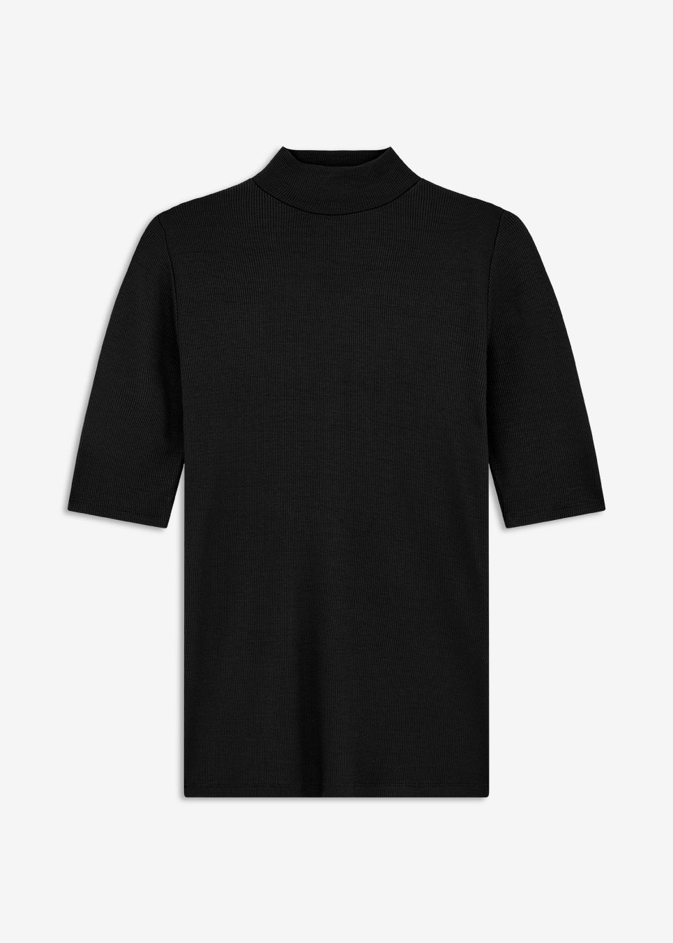 Short-sleeved black t-shirt with a high neck. Krown t-shirt is of a nice rib quality and has a tight fit. A must-have basic style in your wardrobe.&nbsp;