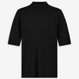 Short-sleeved black t-shirt with a high neck. Krown t-shirt is of a nice rib quality and has a tight fit. A must-have basic style in your wardrobe.&nbsp;