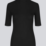 Short-sleeved black t-shirt with a high neck. Krown t-shirt is of a nice rib quality and has a tight fit. A must-have basic style in your wardrobe. 