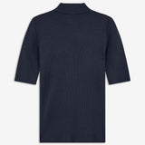 Short-sleeved t-shirt in navy blue with a high neck. Krown t-shirt is in a nice rib quality and has a tight fit. A must-have basic style in your wardrobe.