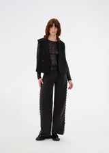 Black longsleeved top in sequence jersey. LaraMD top is fitted and has a round neck.