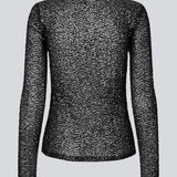 Black longsleeved top in sequence jersey. LaraMD top is fitted and has a round neck.