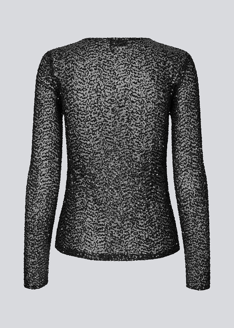 Black longsleeved top in sequence jersey. LaraMD top is fitted and has a round neck.
