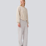 Soft beige cardigan in knit. LenniMD cardigan has a button closure in front and loose sleeves with rib.