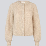 Soft beige cardigan in knit. LenniMD cardigan has a button closure in front and loose sleeves with rib.