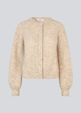 Soft beige cardigan in knit. LenniMD cardigan has a button closure in front and loose sleeves with rib.