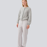 Soft grey cardigan in knit. LenniMD cardigan has a button closure in front and loose sleeves with rib.

