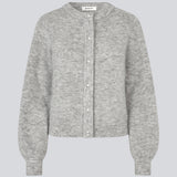 Soft grey cardigan in knit. LenniMD cardigan has a button closure in front and loose sleeves with rib.
