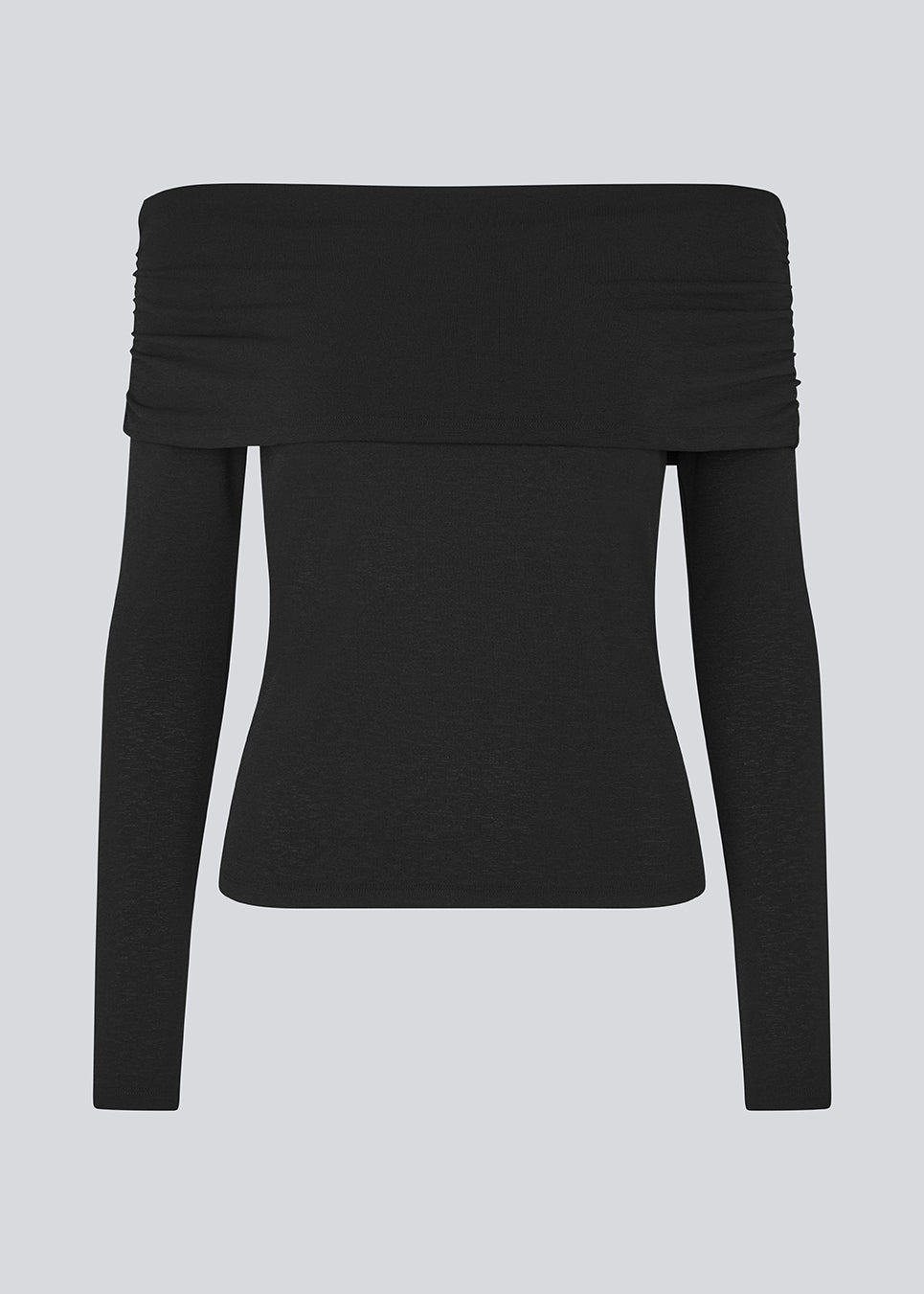 Off shoulder top in an elastic material. LillianMD off shoulder top is fitted and has long slim sleeves. The model is 177 cm and wears a size S/36.