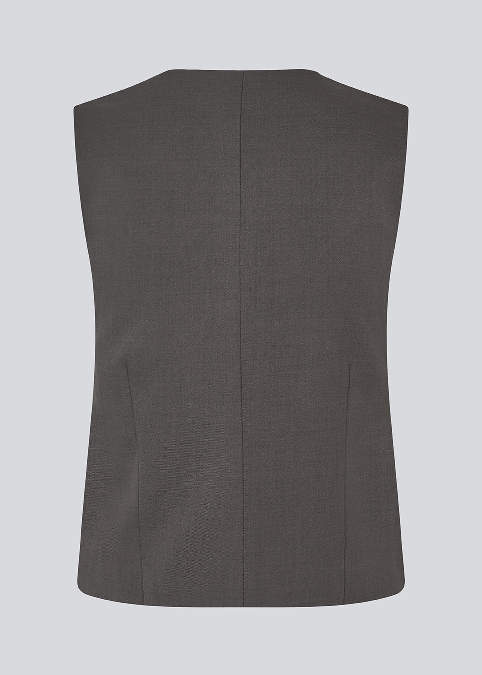 Fitted dark grey habit vest. LonnieMD vest has a V-neck, two pockets in front and a button closure.