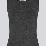 Sleeveless top in a shimmery silver knit. LuckyMD top is fitted and slightly cropped. The model is 177 cm and wears a size S/36.
