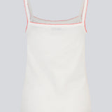 Fitted top in cotton. MaisyMD top has thin straps and scalloped edges in a contrast color.