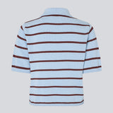 Soft knitted polo in plain jersey knit. MalvaMD stripe polo has a collar and a buttonclosure in front and short sleeves.