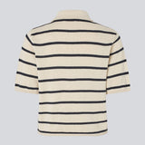 Soft knitted polo in plain jersey knit. MalvaMD stripe polo has a collar and a buttonclosure in front and short sleeves.