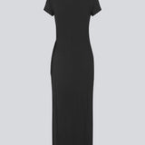 Maxi dress in jersey with a bow detail in the side. MarkMD dress has short sleeves and a slit in the side seam.