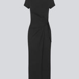 Maxi dress in jersey with a bow detail in the side. MarkMD dress has short sleeves and a slit in the side seam.