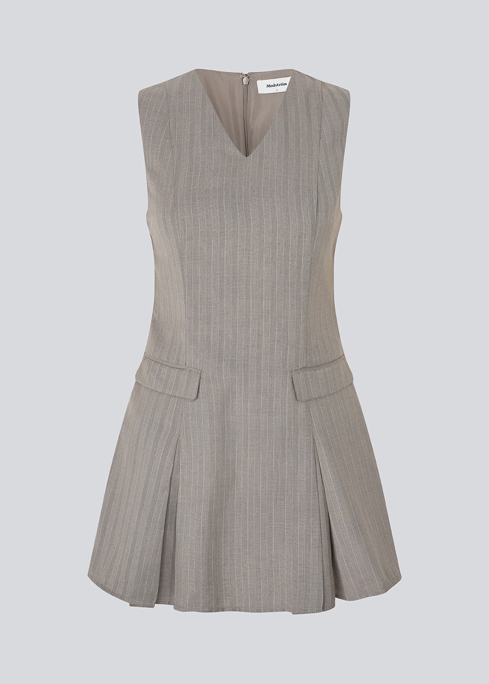 Short fitted dress with pleats. MarlyMD dress has a v-neck and an invisible zipper in the back.