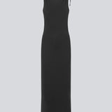 Long fitted dress in black in an elastic material. MaverickMD long dress is sleeveless and has a bowdetail on the shoulder.