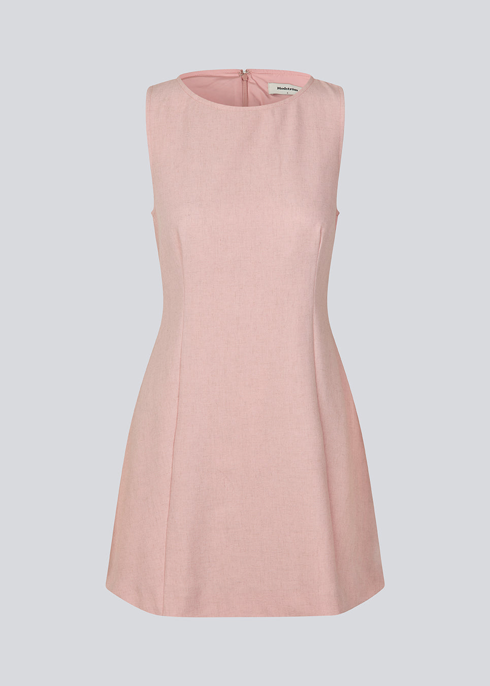 Fitted dress without sleeves. MaxwellMD tank dress has a round neck and an invisible zipper in the back.
