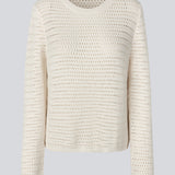 Crochet top in organic cotton. MieMD top has detailed trimmings and long wide sleeves.