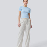 Pants with wide legs in 100% cotton. NanikaMD stripe pants has an elastisk waistband and sidepockets.

