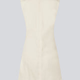 Sleeveless white denim dress in cotton. NadirMD dress is fitted, has a round neck and a zipper in the back.