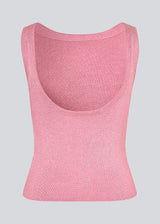 Sleeveless pink top in a shimmery knit. NavalMD top has a round neckline and a deep back.