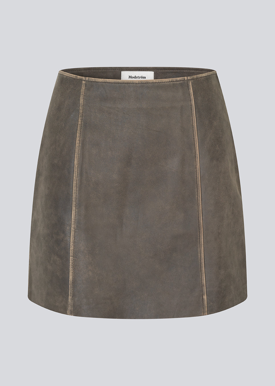 Short A-line leather skirt in lamb leather with a medium-high waist. NimaMD skirt has a vintage-inspired look and a hidden zipper on the side.