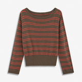 MalvaMD Boatneck is a knit with wide boat neckline, long sleeves, ribbed trims and a striped pattern. Style it with jeans or classic trousers for an effortless everyday look.