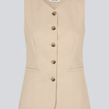 Fitted vest with a v-neck. NormaMD top has a button closure and two pockets in front.