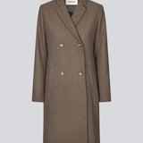 Beautiful, knee-length wool coat in brown. Odelia coat is closed at front by 4 buttons and is fitted around the waist, which gives a feminine look. Because of the high content of wool the jacket will be perfect for fall and the mild winters.