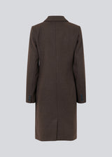 Beautiful, long wool coat in dark brown. Pamela coat is closed by 3 big buttons at front and is waisted, which gives a feminine look. Because of the high content of wool you will be able to keep warm all through fall and the mild winters. The model is 176 cm and wears a size S/36