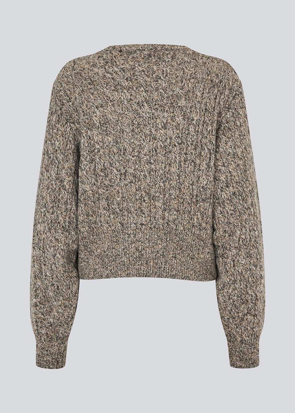 Knitted cable knit cardigan with pearl buttons. &nbsp;Pammiemd cardigan has a round neckline and ribbed hem.&nbsp;