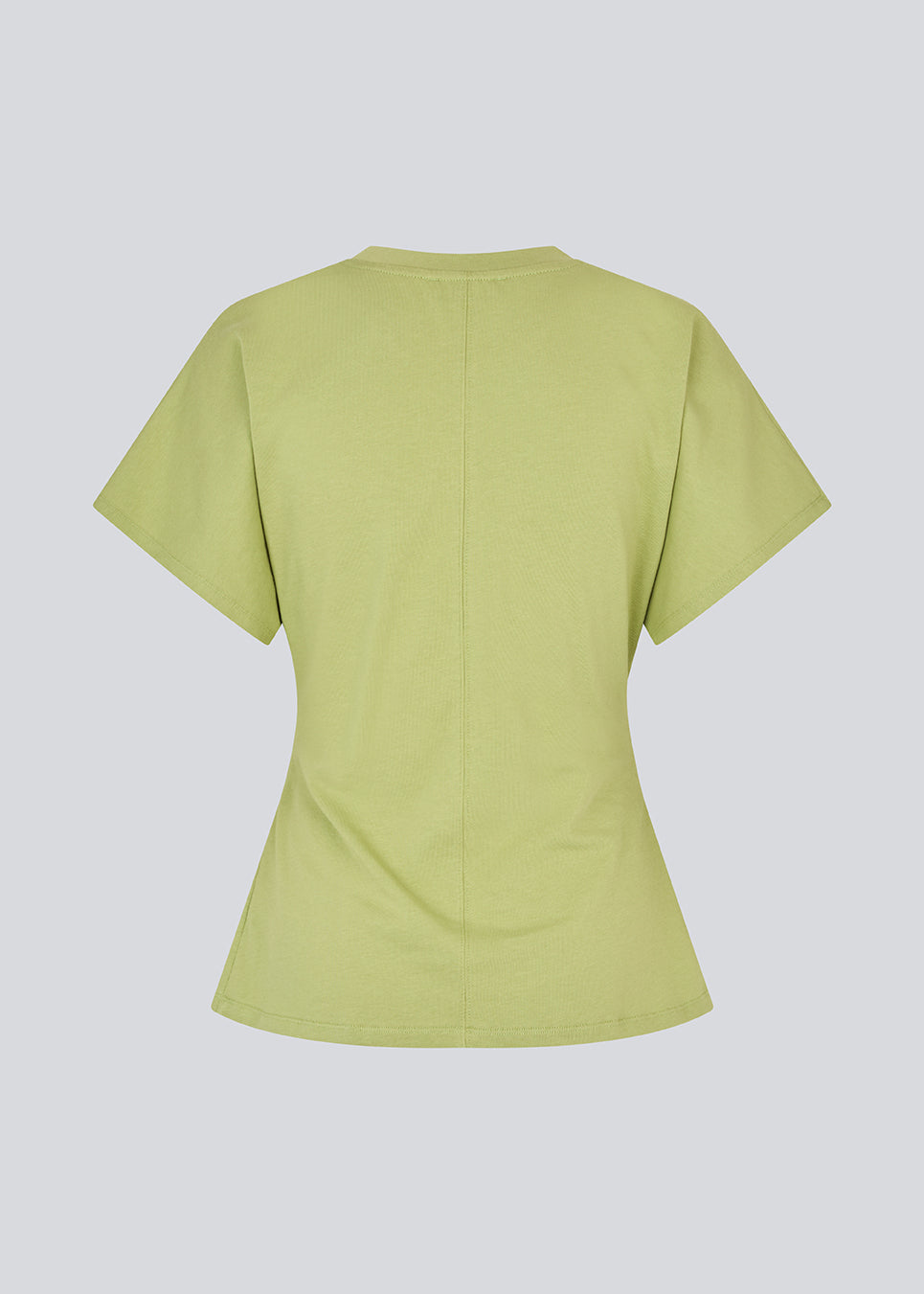 Fitted T-shirt i green with short sleeves. Patayamd t-shirt has a round neck and ruffles in the side seam. The model is 175 cm and wears a size s/36.

Material:
100% Organic Cotton