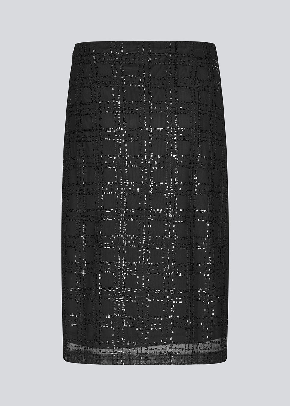 Black midi skirt in a transparent material with sequins. Pearleenmd skirt has lining and an invisible side zipper.&nbsp;
