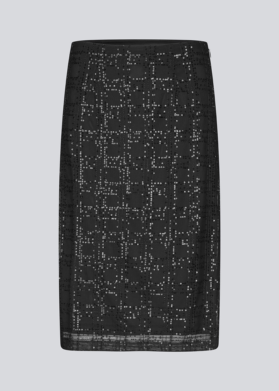 Black midi skirt in a transparent material with sequins. Pearleenmd skirt has lining and an invisible side zipper.&nbsp;