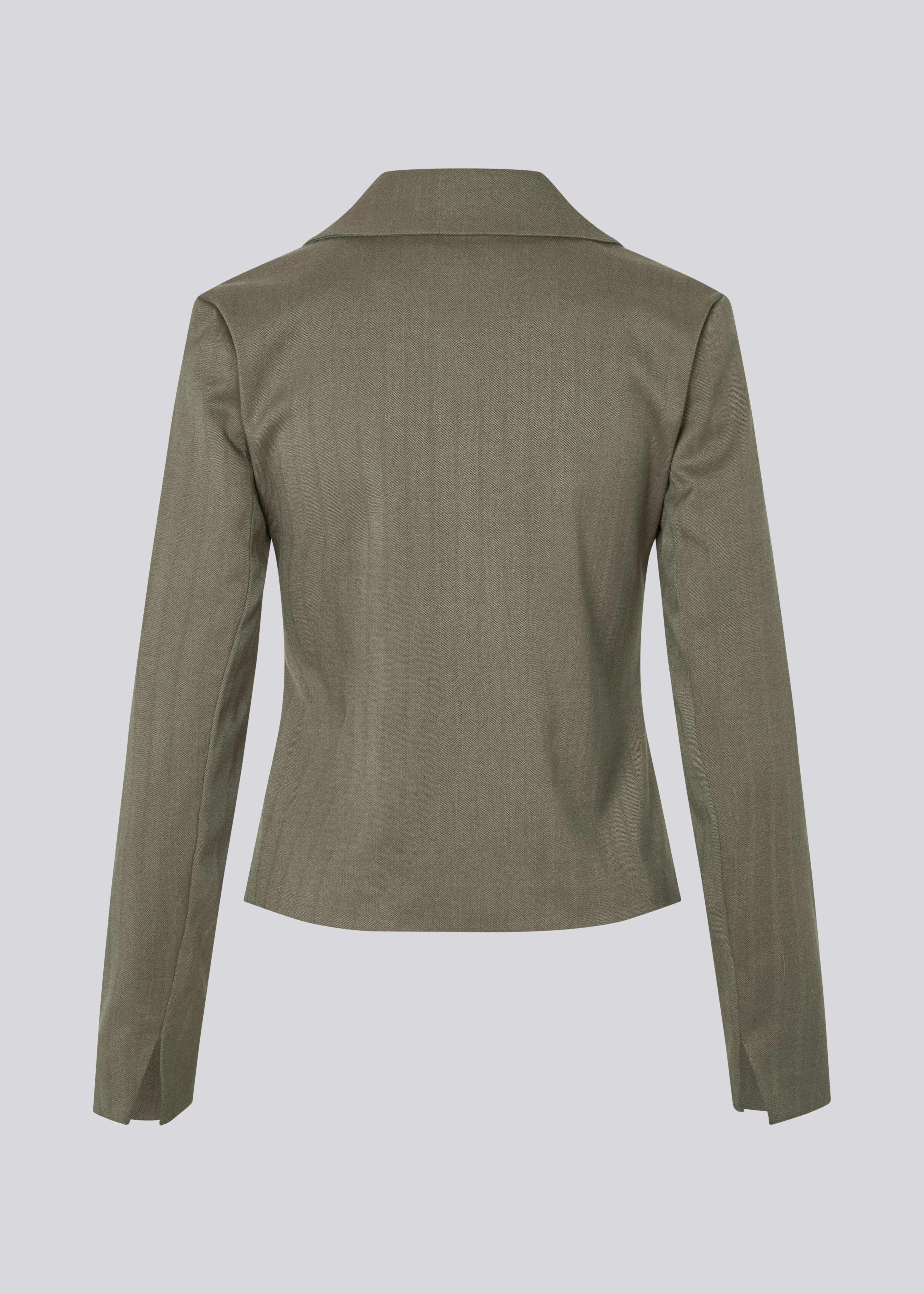 Fitted blazer with a zipper closure. Pedromd blazer has long sleeves, a V-neckline, and a shirt collar. The model is 175 cm and wears a size S/36.