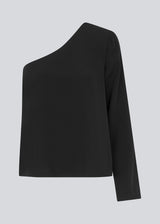 One shoulder top in black with one long sleeve in a light, woven quality. PerryMD top has a loose silhouette. The model is 175 cm and wears a size S/36. The model is 173 cm and wears a size S/36