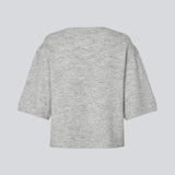 Soft knit with short puff sleeves. Petronellamd SS o-neck has a round neckline and ribbed trim. The model is 175 cm and wears a size S/36.