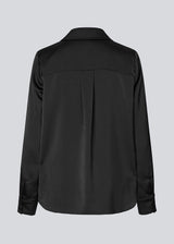 Black classic shirt with button closure in front in satin. Pietromd shirt has a loose fit and a shirt collar.