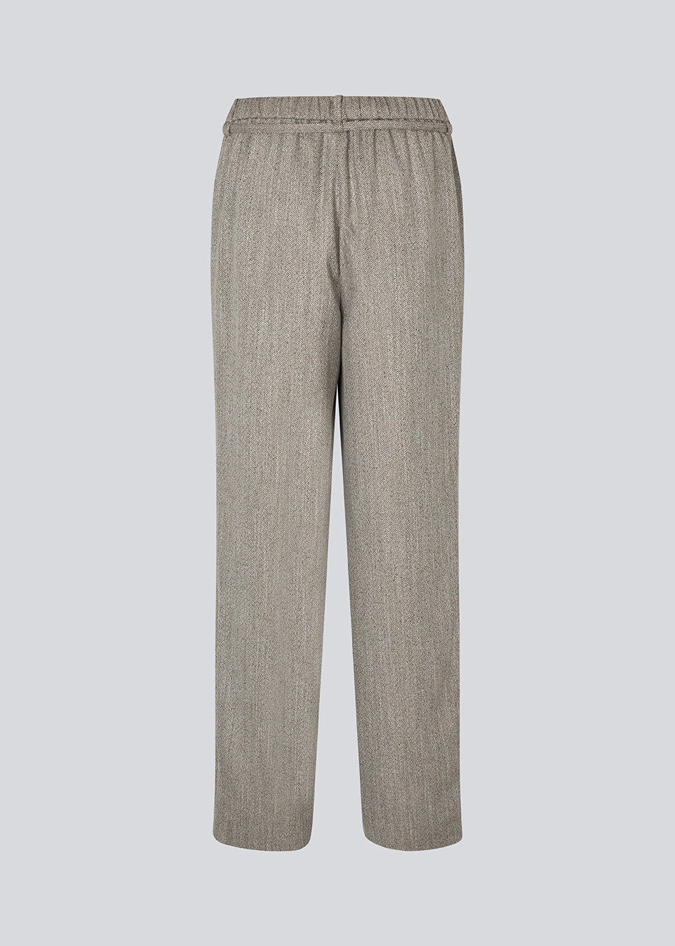 Straight-leg trousers with a tie belt. Popemd pants have an elastic waistband and side pockets. The model is 175 cm and wears a size S/36.