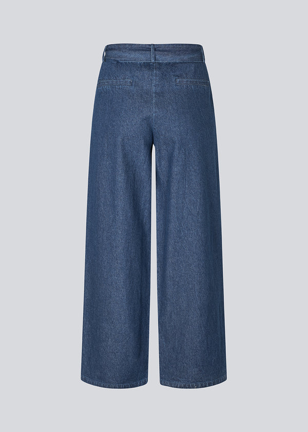 Wide-leg pants with a tie in cotton denim. &nbsp;Possymd pants have an elastic waistband and side pockets.&nbsp;
