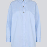 Long striped cotton shirt. The Rowanmd shirt features a classic collar and beautiful decorative buttons – giving it a feminine yet cool look.