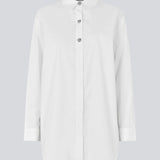 Long cotton shirt. The Rowanmd shirt features a classic collar and beautiful decorative buttons – giving it a feminine yet cool appearance.