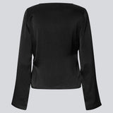 Long sleeved satin top. The Royalmd top has a round neckline and an elegant, classic look – ideal for both daily wear and festive events.