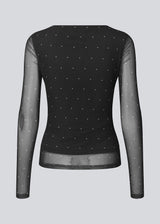 Long-sleeved mesh top with polka dots. The Samalamd print top has a scrunch detail on the front and a sewn-on undershirt for a non-see-through look. Made from 92% recycled polyester. Perfect for both everyday and special occasions.