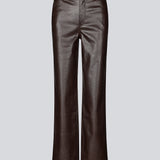 Faux leather trousers in dark brown with crocodile print. Sixstenmd pants have straight legs, pockets, belt loops and hidden zipper. A cool pair of trousers that will give your outfit plenty of edge.