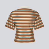 Short-sleeve polo with stripes. The StetsonMD SS Polo is fitted with wide sleeves and features a collar, buttons, and a subtle chest logo. A sporty and modern top that combines classic details with a feminine fit.
 
