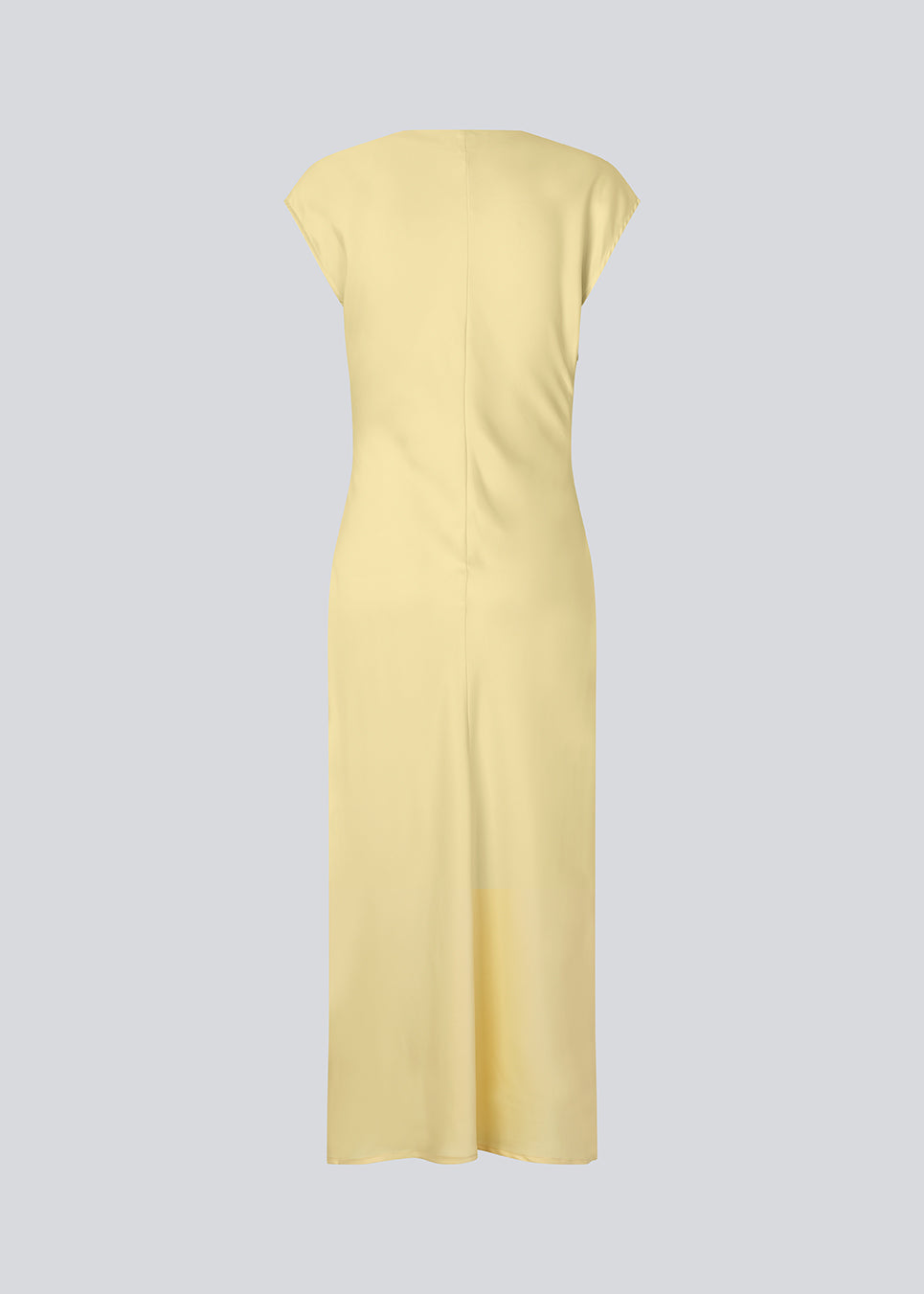 Sleeveless maxi dress with pleats in the side. TailorMD dress is made in satin and has a high neck, invisible zipper in the back and a slit in the side seam. 